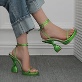 Spiral Heeled Ankle Straps Buckle Sandals Oshnow